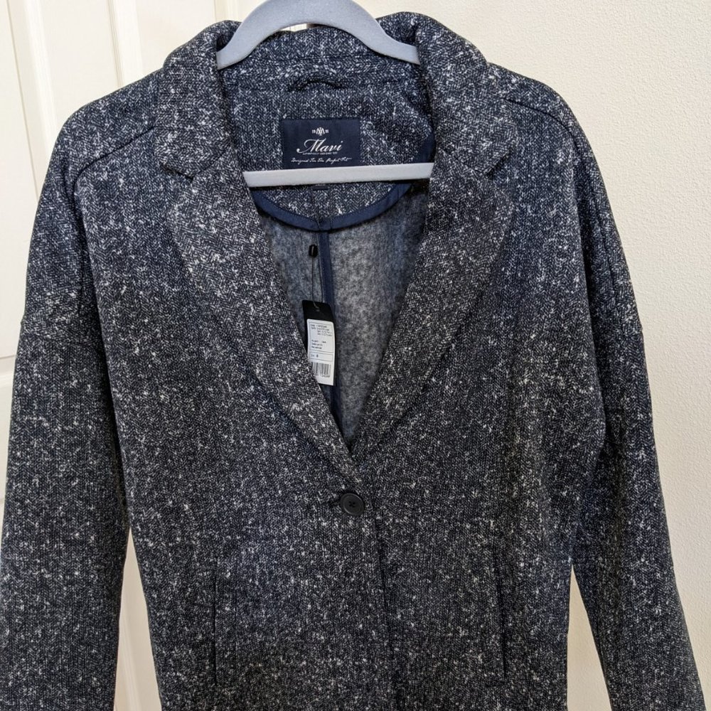 NWT Women MAVI Jeans One Button Dark Blue Blazer Jacket Size M